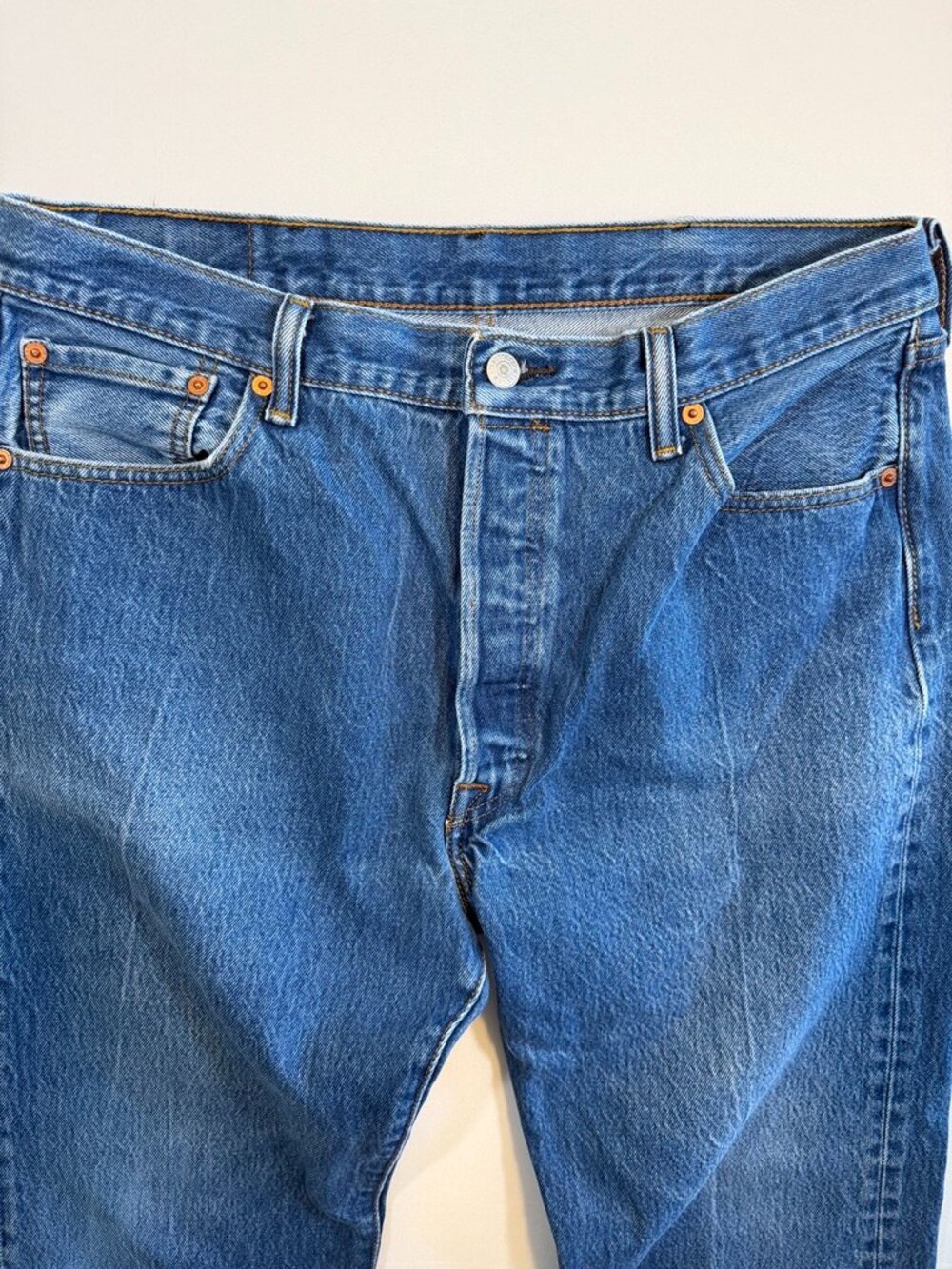 Vintage LEVIS 501 Button Fly Denim Blue Jeans 38 32 - Picture 9 of 12